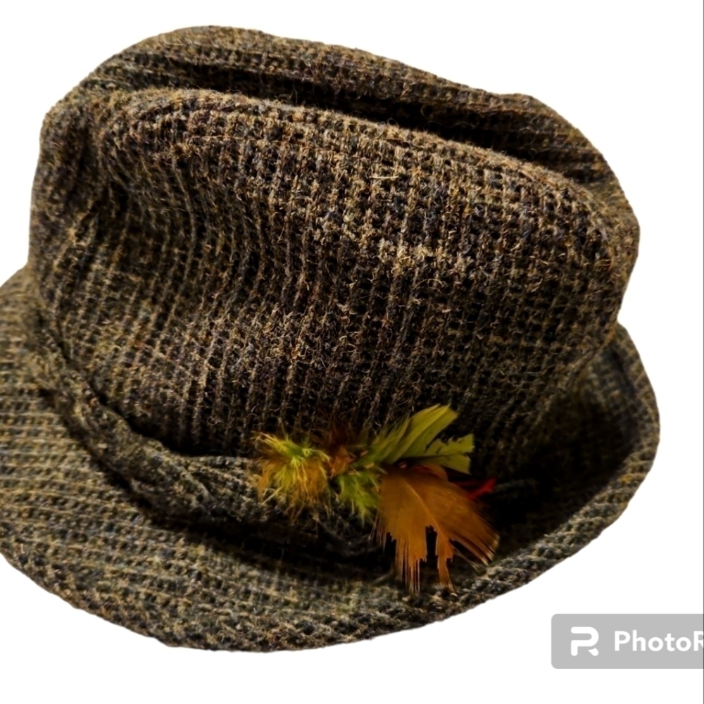 Vintage Stetson Tweed Fedora 100% Wool Hat Fitted Size 7